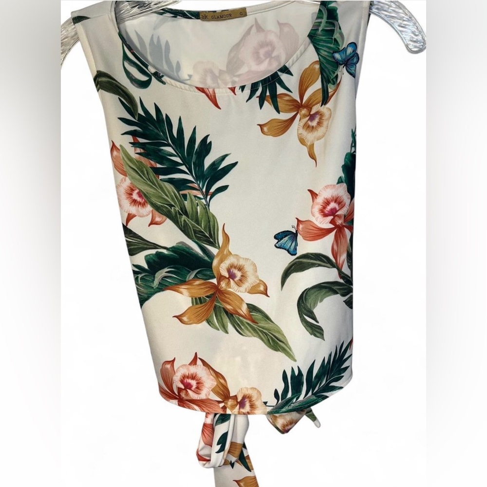 Alk Glamour  Woman’s Top Cream and Green Size G - Picture 2 of 10